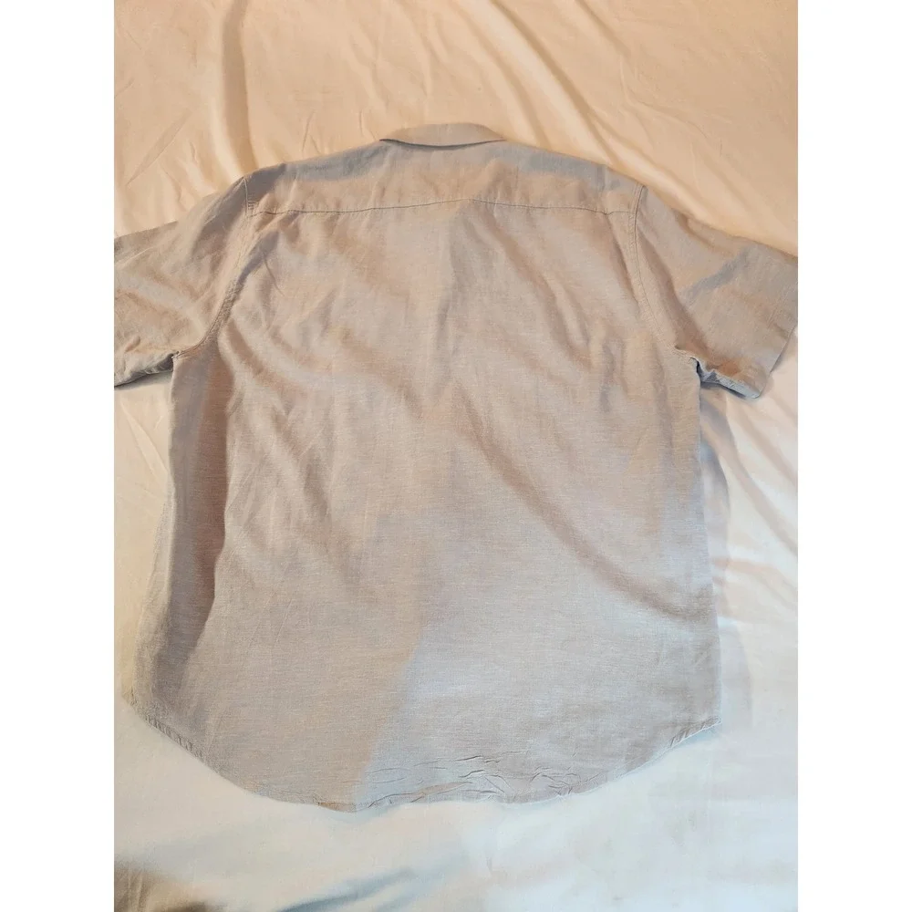 Coastaoro Mens XXL Short Sleeve‎ Linen Cotton Blend Button Down Shirt Light Blue